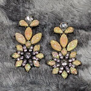 Sparkling Yellow Rhinestone Chandelier Earrings